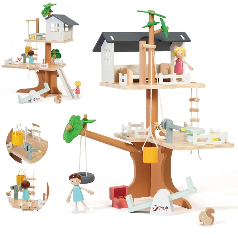 Classic World medinis lėlių namelis, 31 el. kaina ir informacija | Žaislai mergaitėms | pigu.lt