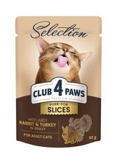 Club 4 Paws Premium plus suaugusioms katėms su triušiena ir kalakutiena padaže, 80 g x 12 vnt. kaina ir informacija | Konservai katėms | pigu.lt