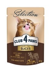 club 4 Paws Premium plus suaugusioms katėms su veršiena daržovių drebučiuose, 80 g x 12 vnt. kaina ir informacija | Konservai katėms | pigu.lt