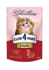 Club 4 Paws Premium suaugusioms katėms, juostelės su triušiena padaže, 85 g x 12 vnt. kaina ir informacija | Konservai katėms | pigu.lt