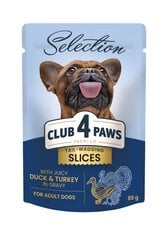 Club 4 Paws Premium plus suaugusiems mažų veislių šunims, gabaliukai su antiena ir kalakutiena padaže, 85 g x 12 vnt. kaina ir informacija | Konservai šunims | pigu.lt