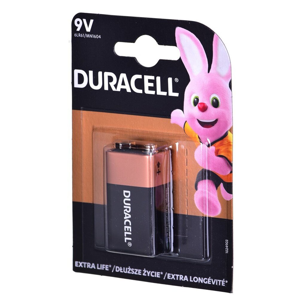 Duracell 9V šarminė baterija (6F22) 1 vnt. цена и информация | Elementai | pigu.lt