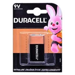 Щелочная батарейка Duracell 9В (6F22) 1 шт. цена и информация | Батарейки | pigu.lt