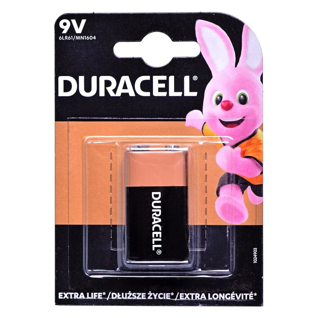 Duracell 9V šarminė baterija (6F22) 1 vnt. цена и информация | Elementai | pigu.lt