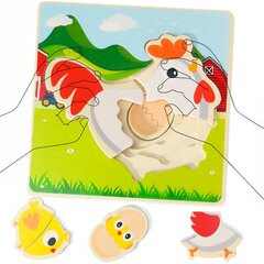 Многослойный деревянный пазл Цыпленок цена и информация | Игрушки для малышей | pigu.lt
