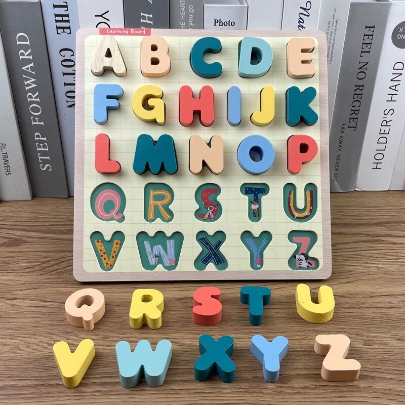 Medinė dėlionė - Didžiosios abėcėlės raidės kaina ir informacija | Žaislai kūdikiams | pigu.lt