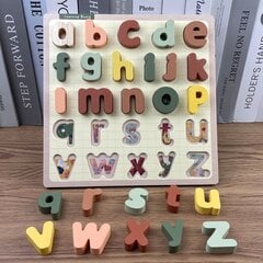 Medinė dėlionė - Mažosios abėcėlės raidės kaina ir informacija | Žaislai kūdikiams | pigu.lt