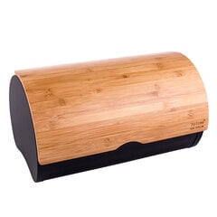 Duoninė juoda su bambuko dangčiu, 38x24x20 cm. kaina ir informacija | Virtuvės įrankiai | pigu.lt