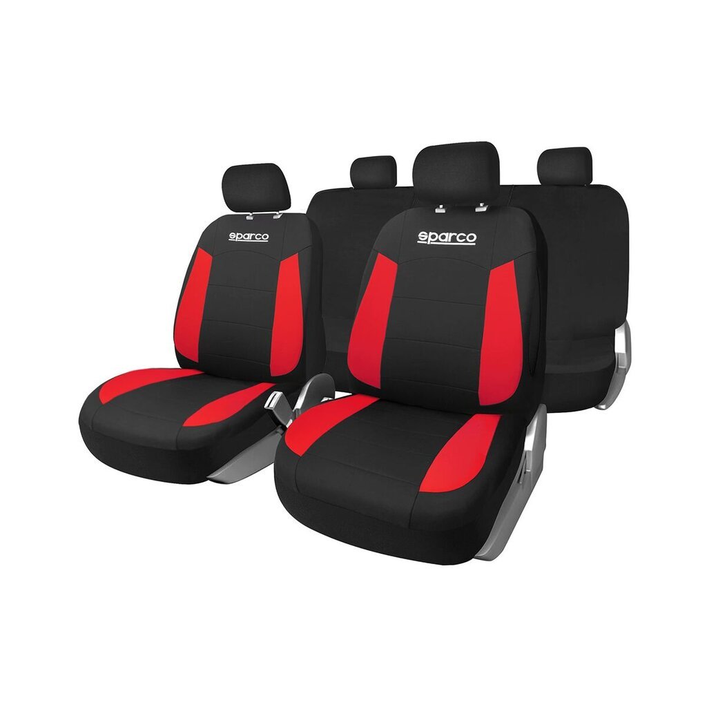 Sėdynių užvalkalų komplektas Sparco Strada Juoda / Raudona kaina ir informacija | Sėdynių užvalkalai, priedai | pigu.lt