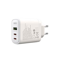 XO wall charger CE04 PD 65W 2x USB-C 1x USB white цена и информация | Зарядные устройства для телефонов | pigu.lt