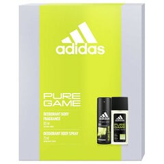 Набор для мужчин Adidas Pure Game: парфюмерный спрей для тела, 75 мл + дезодорант-спрей, 150 мл цена и информация | Мужская парфюмированная косметика | pigu.lt
