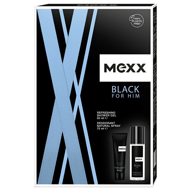 Rinkinys Mexx Black For Him vyrams: dušo želė, 50 ml + dezodorantas, 75 ml kaina ir informacija | Dušo želė, aliejai | pigu.lt