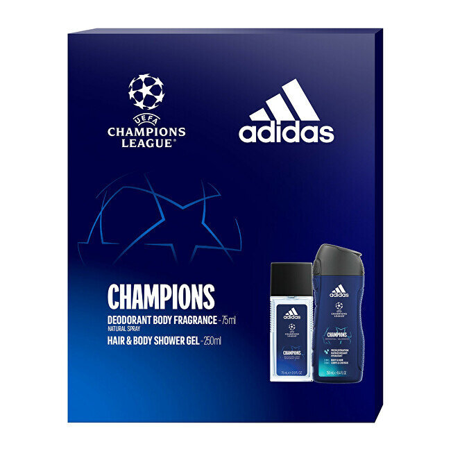 Dovanų rinkinys vyrams Adidas UEFA Champions League Edition: purškiamas dezodorantas, 75 ml + dušo žėlė 250 ml kaina ir informacija | Dezodorantai | pigu.lt