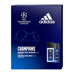 Rinkinys vyrams Adidas Uefa Champions League Edition: parfumuotas kūno purškiklis, 75 ml + purškiamas dezodorantas, 150 ml kaina ir informacija | Parfumuota kosmetika vyrams | pigu.lt