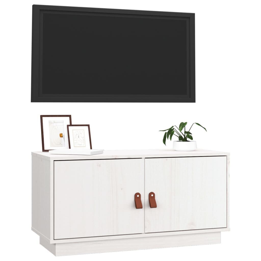 Televizoriaus spintelė, Pušies masyvas, 80x34x40cm, balta kaina ir informacija | TV staliukai | pigu.lt