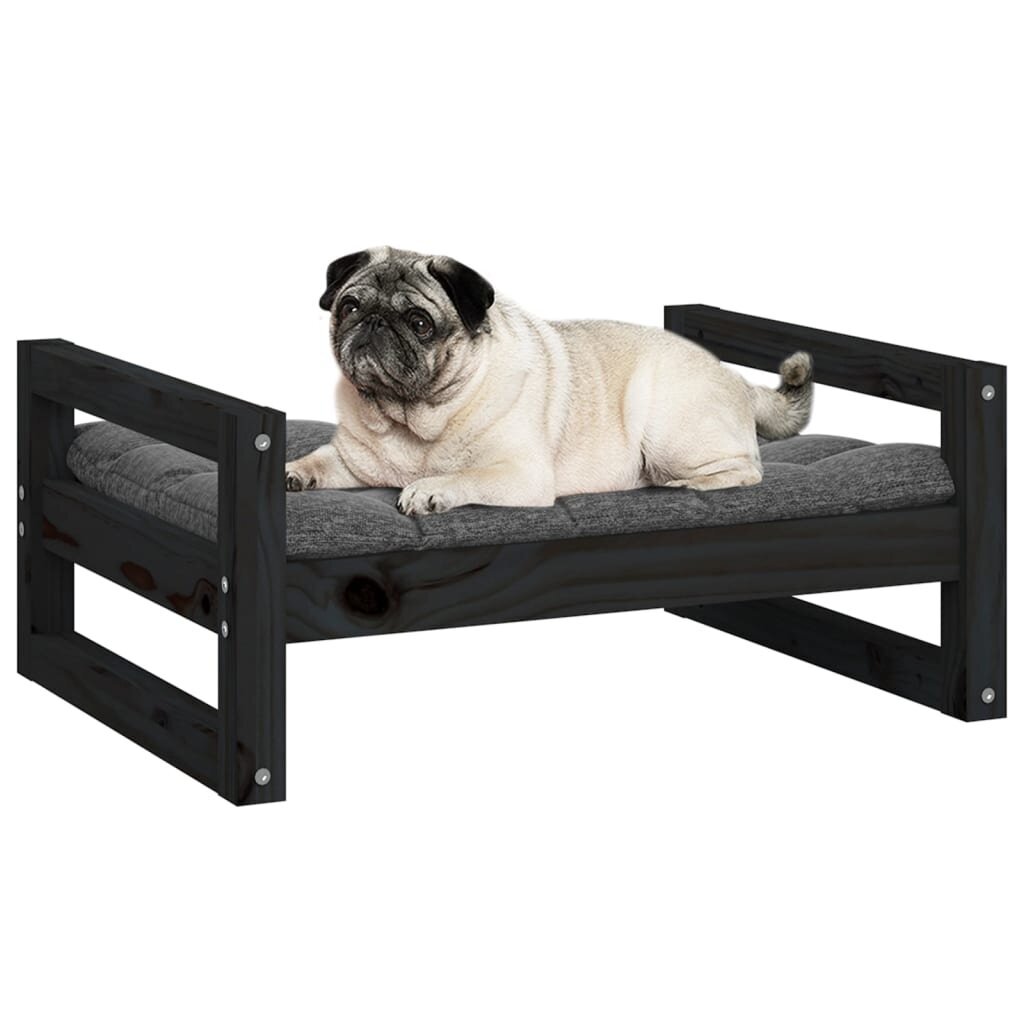 Lova šunims, juoda, 65,5x50,5x28cm, pušies medienos masyvas kaina ir informacija | Guoliai, pagalvėlės | pigu.lt