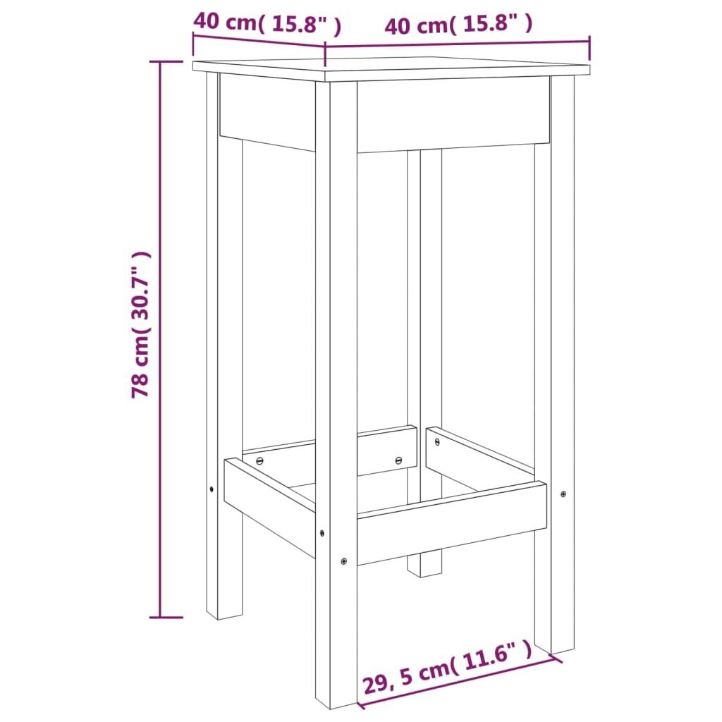 Baro kėdės vidaXL, Pušies medienos masyvas, 2vnt., 40x40x78cm kaina ir informacija | Virtuvės ir valgomojo kėdės | pigu.lt