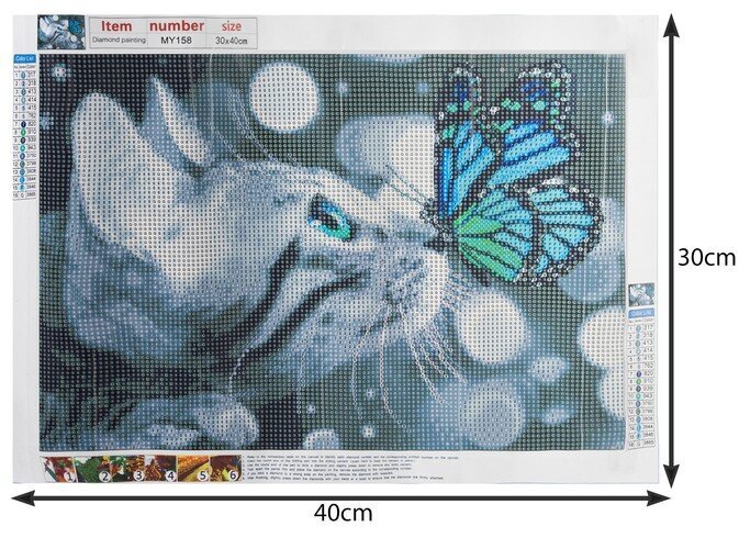 Deimantinės mozaikos rinkinys 30x40cm katė цена и информация | Deimantinės mozaikos | pigu.lt