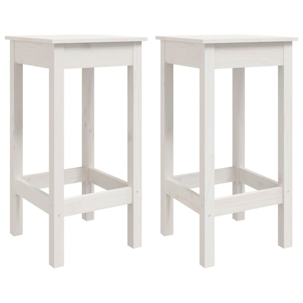 Baro kėdės vidaXL, Pušies medienos masyvas, 2vnt., 40x40x78cm, balta kaina ir informacija | Virtuvės ir valgomojo kėdės | pigu.lt