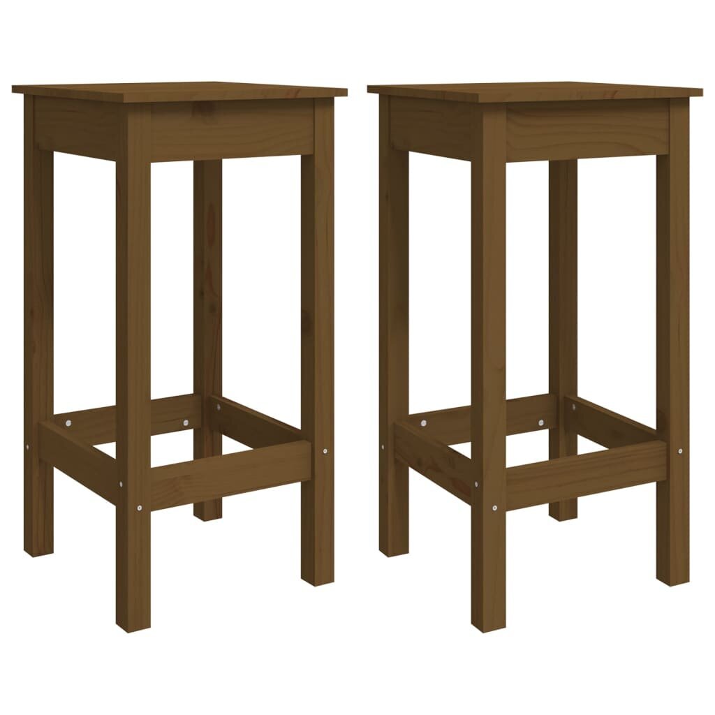 Baro kėdės vidaXL, Pušies medienos masyvas, 2vnt., 40x40x78cm, medaus ruda kaina ir informacija | Virtuvės ir valgomojo kėdės | pigu.lt