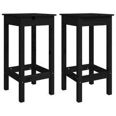 Baro kėdės vidaXL, Pušies medienos masyvas, 2vnt., 40x40x78cm, juoda kaina ir informacija | Virtuvės ir valgomojo kėdės | pigu.lt
