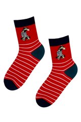Хлопковые носки красного цвета с изображением милого пёсика и белых полосок KENNEL цена и информация | Женские носки | pigu.lt