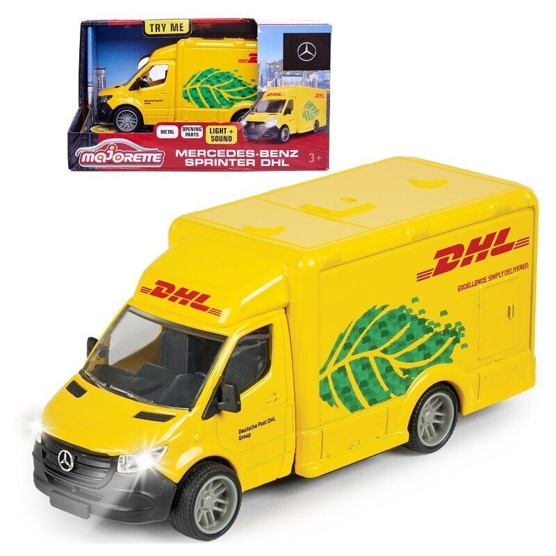 Majorette GS Mercedes-Benz DHL automobilis 12,5 cm 213742000 kaina ir informacija | Žaislai berniukams | pigu.lt