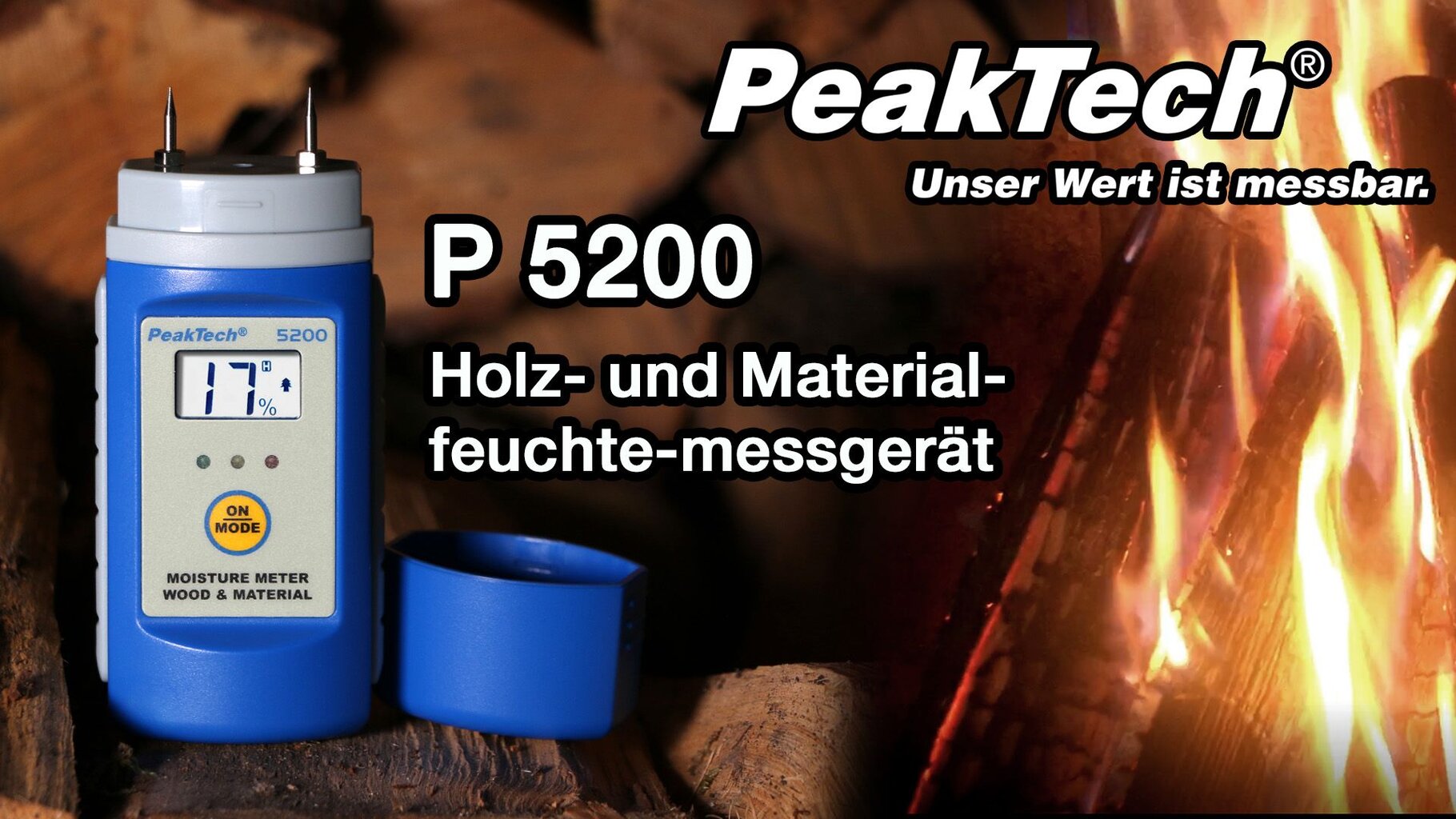 Medienos ir medžiagų drėgmės matuoklis PeakTech® P 5200 kaina ir informacija | Drėgmės, temperatūros, pH, ORP matuokliai | pigu.lt