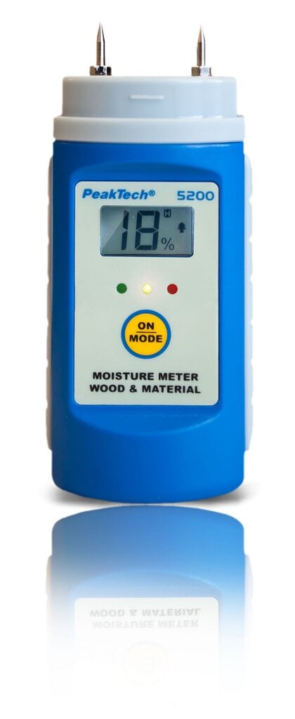 Medienos ir medžiagų drėgmės matuoklis PeakTech® P 5200 kaina ir informacija | Drėgmės, temperatūros, pH, ORP matuokliai | pigu.lt