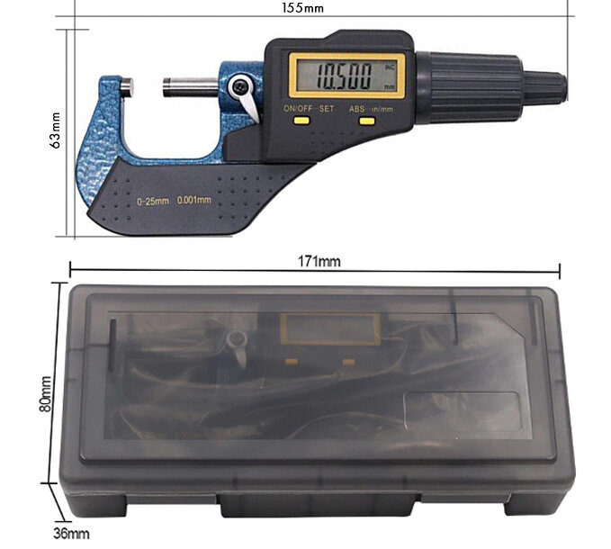 Elektroninis skaitmeninis mikrometras - slankmatis, 3 ženklai po kablelio kaina ir informacija | Mechaniniai įrankiai | pigu.lt
