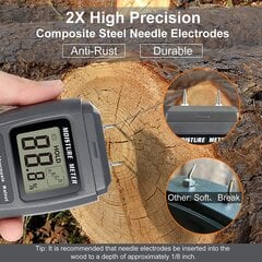 Измеритель влажности дров, картона и древесины цена и информация | Психрометры, термометры, измерители pH, ORP | pigu.lt