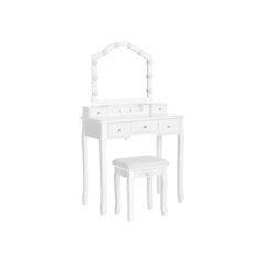 Косметический столик Vesagle RDT170W01 с зеркальным и мягким стулом, белый цена и информация | Туалетные столики | pigu.lt