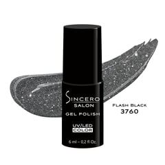 Gelinis nagų lakas "Sincero Salon", 6ml, FLASH BLACK, 3760 kaina ir informacija | Nagų lakai, stiprintojai | pigu.lt