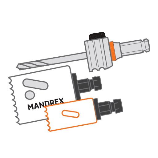 68mm ir 83mm gręžimo karūnėlių komplektas su One Click laikikliu ir centravimo grąžtais MX2000049B kaina ir informacija | Mechaniniai įrankiai | pigu.lt