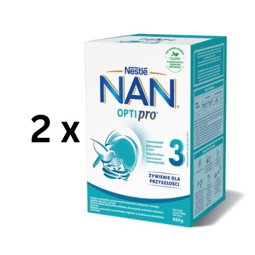 Pieno mišinys NAN OPTIPRO 3, nuo vienerių metų amžiaus, 650g, 2 vnt. pakuotė kaina ir informacija | Tolesnio maitinimo mišiniai | pigu.lt