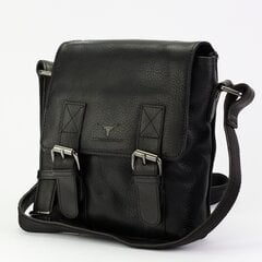 Мужская сумочка из натуральной кожи Money Kepper, черная цена и информация | Мужские сумки | pigu.lt
