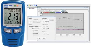 PeakTech® P 5180 USB-Datalogger K-Type, oro temperatūra / drėgmė kaina ir informacija | Meteorologinės stotelės, termometrai | pigu.lt