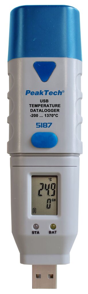 PeakTech® P 5187 USB-Datalogger K-Type temperatūra, 32.000 XNUMX taškų kaina ir informacija | Meteorologinės stotelės, termometrai | pigu.lt