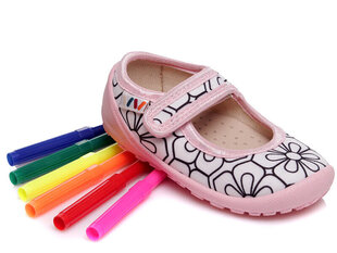 Тапочки для раскрашивания для девочек, цветы, Weestep цена и информация | Детские тапочки, домашняя обувь | pigu.lt
