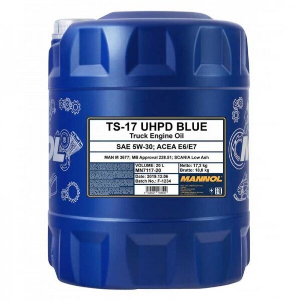 Mannol TS-17 UHPD Blue sintetinė variklinė alyva 5W-30 7117, 20L kaina ir informacija | Variklinės alyvos | pigu.lt