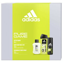 Adidas Pure Game - aftershave 100 ml + deodorant spray 150 ml + shower gel 250 ml цена и информация | Масла, гели для душа | pigu.lt