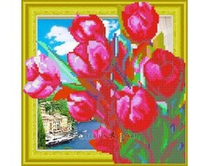 Алмазная мозаика 30x30 cm.  "Bouquet of tulips" цена и информация | Алмазная мозаика | pigu.lt