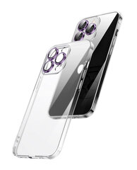 Matte Glass Case with purple metal camera protection skirtas Apple iPhone 12 Pro kaina ir informacija | Telefono dėklai | pigu.lt