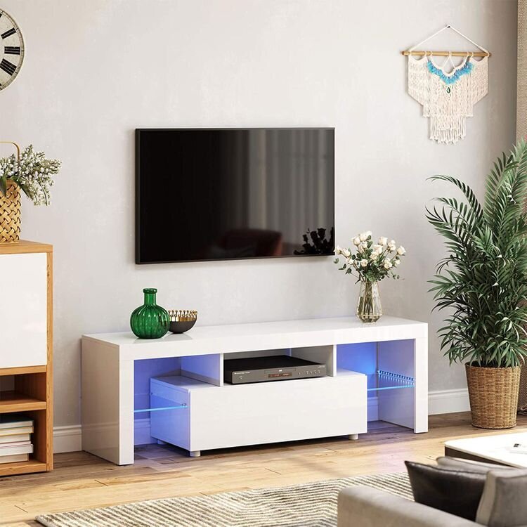 Televizoriaus spintelė su LED apšvietimu VASAGLE LTV14WT kaina ir informacija | TV staliukai | pigu.lt