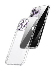 Crystal Clear Glass Case with purple metal camera protection skirtas Apple iPhone 13 kaina ir informacija | Telefono dėklai | pigu.lt