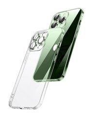 Crystal Clear Glass Case with green metal camera protection skirtas Apple iPhone 12 kaina ir informacija | Telefono dėklai | pigu.lt