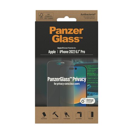 Ekrano apsauga PanzerGlass Privacy Apple iPhone 14 Pro цена и информация | Apsauginės plėvelės telefonams | pigu.lt