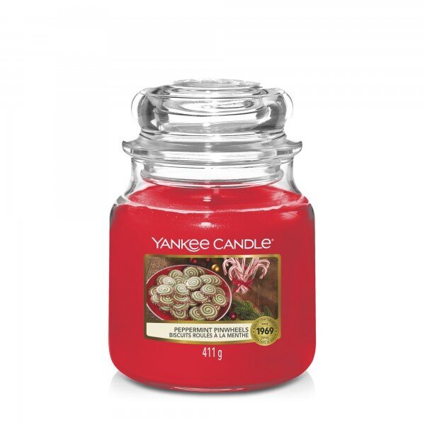 Yankee Candle kvapnioji žvakė Peppermint Pinwheels 411 g цена и информация | Žvakės, Žvakidės | pigu.lt