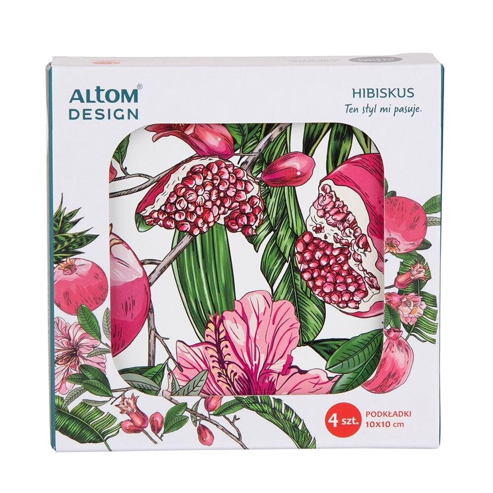 Hibiscus Padėkliukų rinkinys, 4 vnt, 10x10 cm kaina ir informacija | Virtuvės įrankiai | pigu.lt