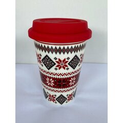 Кружка Mug DKD Home Decor Фарфор Красный Серый Белый (340 ml) (4 штук) цена и информация | Стаканы, фужеры, кувшины | pigu.lt